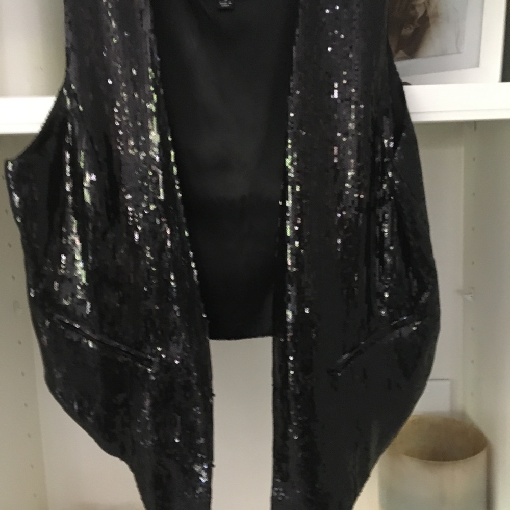 Rachel Zoe black sequin vest